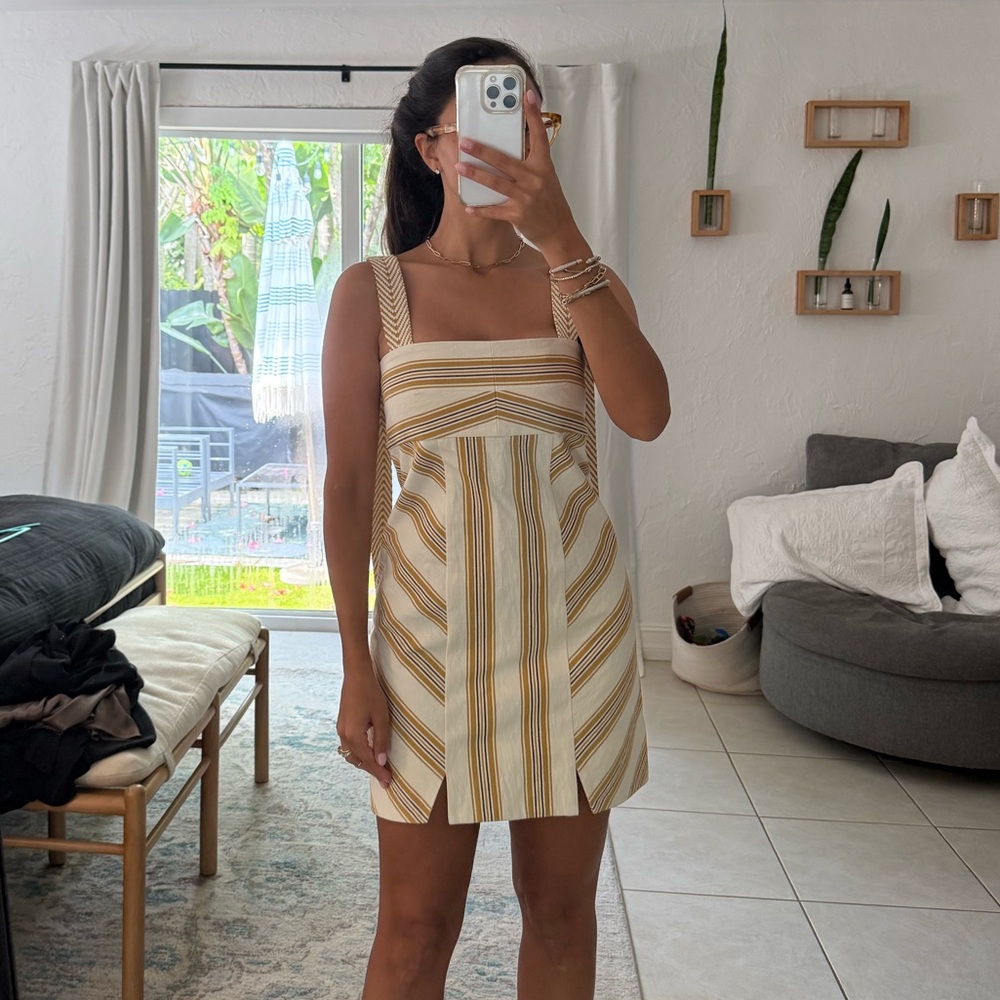 Alexis Yellow and White Striped Mini Dress